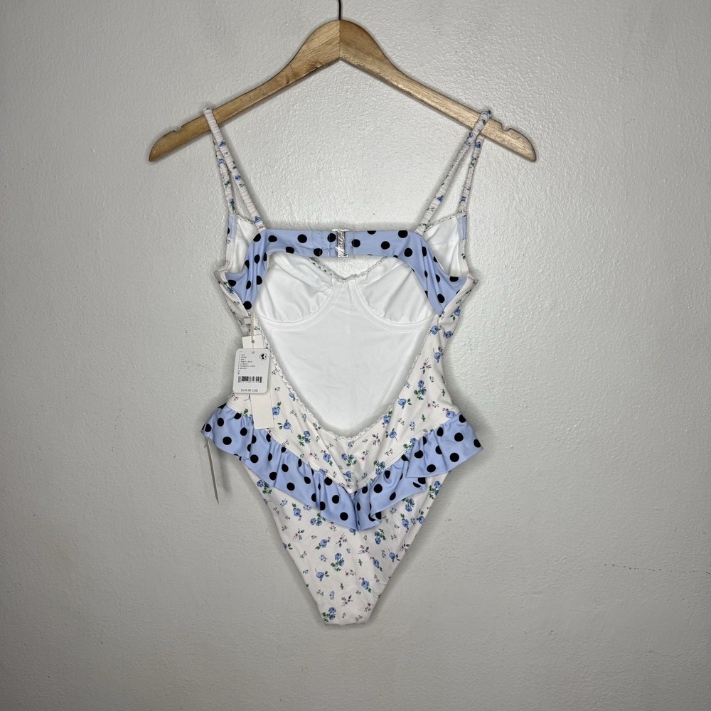 New Free People For Love And Lemons Mina One Piece Swimsuit Floral Women's Small - Picture 4 of 10